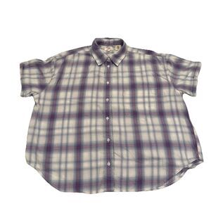 Levis Womens Shirt Button Up Short Sleeve Small Lightweight Plaid Top Purple